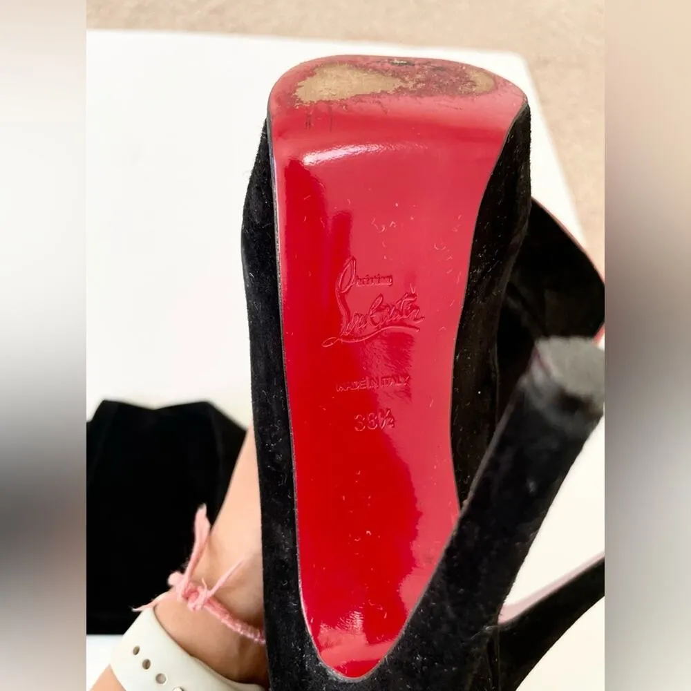 Christian Louboutin Black Suede leather Monica OTK thigh high boots EU 38.5 - Image 11