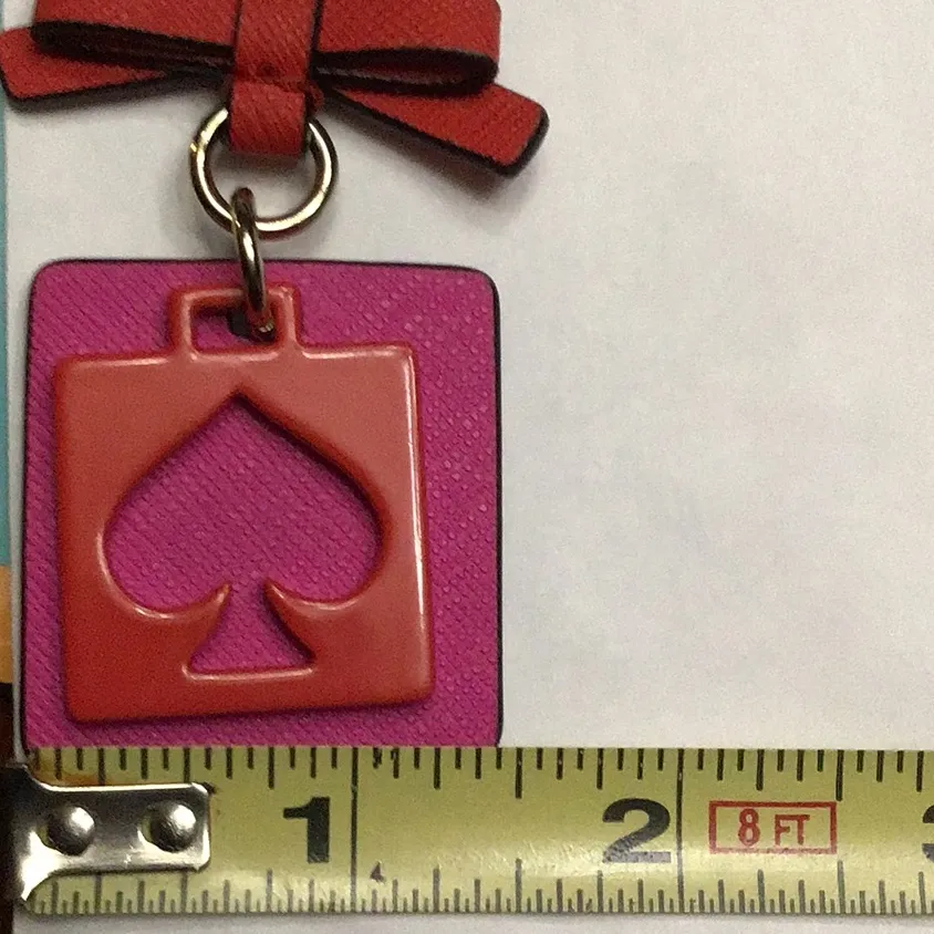 Kate♠️ Spade "Live Colorfully" Pink & Red Cut Out Leather Key Ring 6.5”H x 1.5”W - Image 11