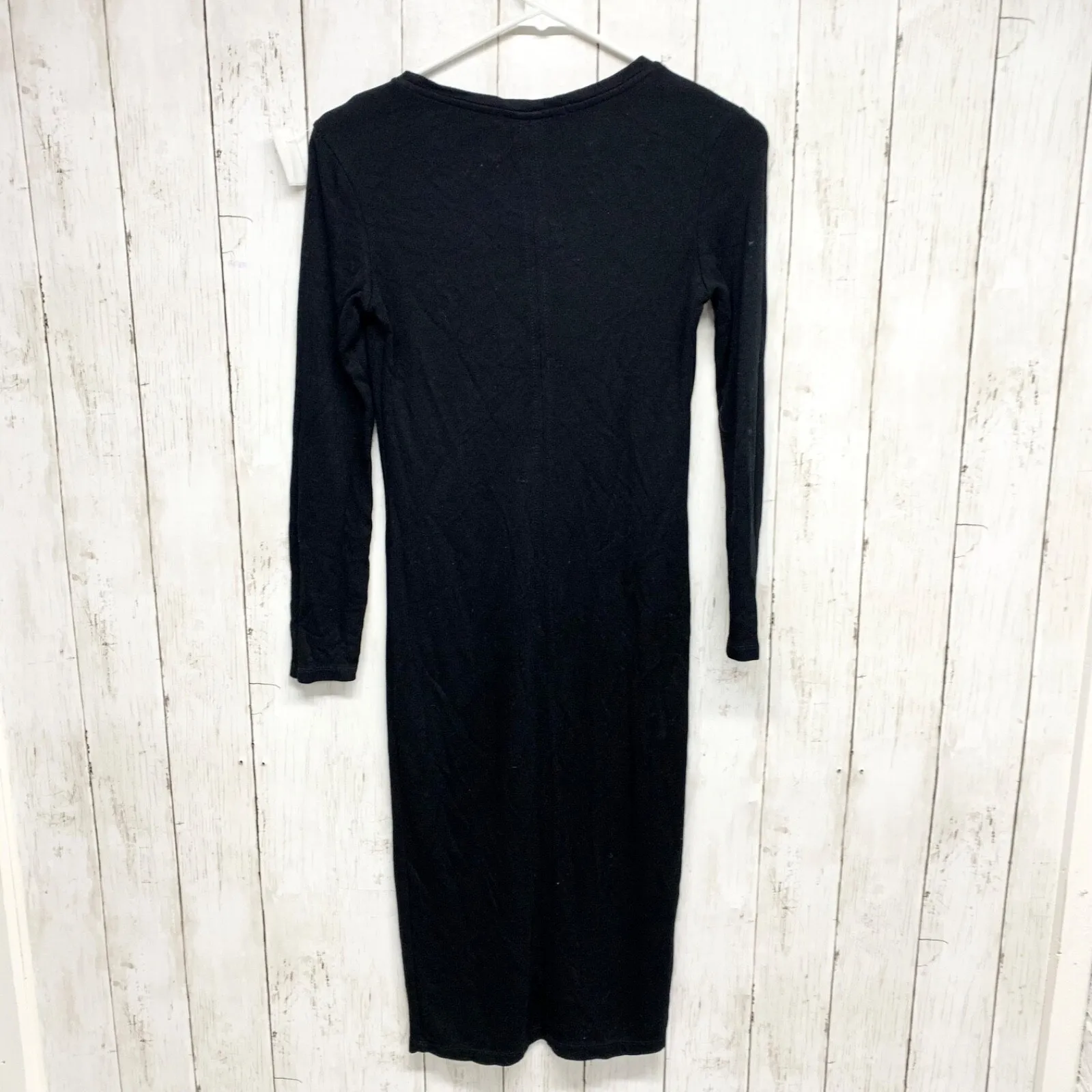 Bershka Dress Women Size Small Crewneck Long Sleeve Midi Black Evening Business - Image 5