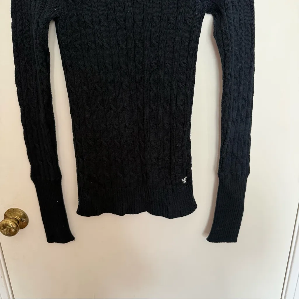 Elegant Black Cable Knit Sweater - Image 3