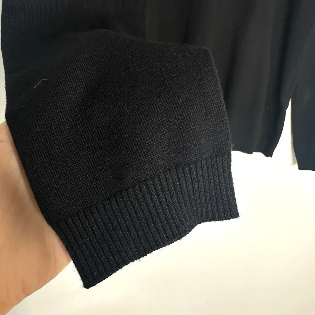 ADRIANNA PAPELL BLACK BLOUSE size  L Gold COLLAR SHIRT Twee preppy party - Image 5