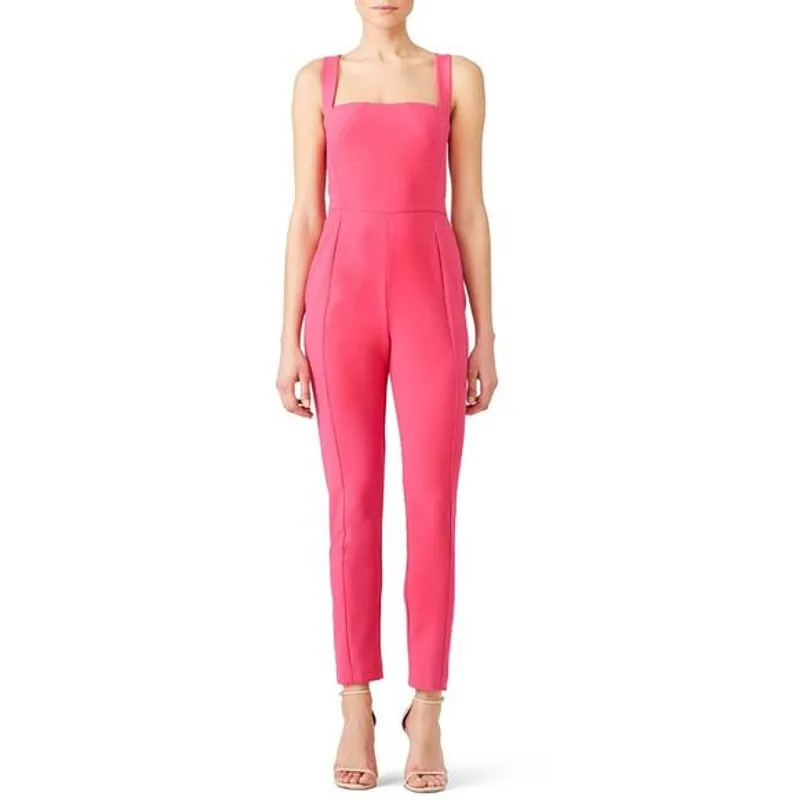 Black Halo Bene Crisscross‎ Cropped Pink Jumpsuit Size 16 - Image 13