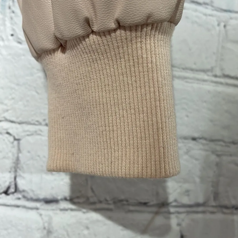 Nude Faux Leather Ligljzweight Zip Jacket Small - Image 12