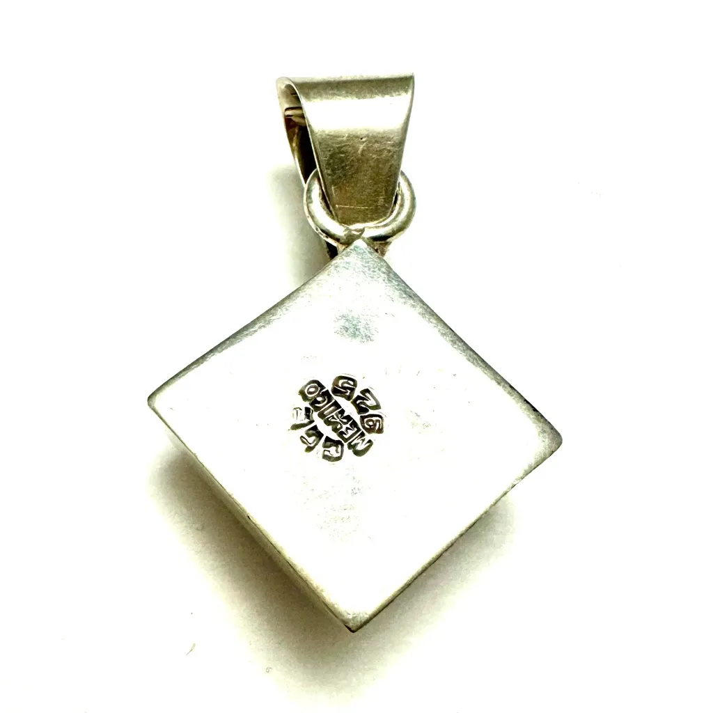 VTG Mexican Silver Pendant With Stone 925 Sterling Silver - Image 2