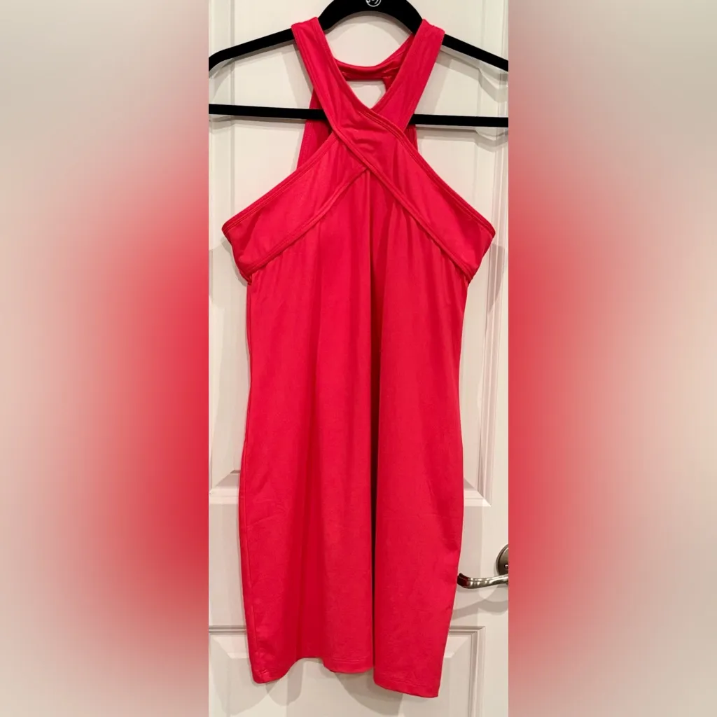 Fabletics Red Halter Athletic Mini Dress Sz S Vibrant Sporty-Femme VacationReady - Image 8