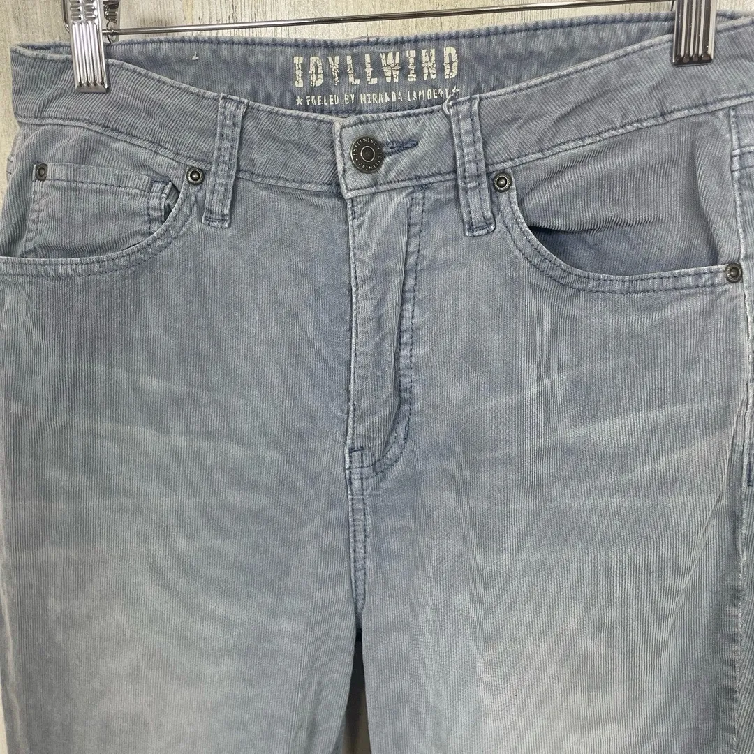 IDYLLWIND Miranda Lambert Dusty Blue Grey Corduroy Flare Jeans size 8 High Rise - Image 2