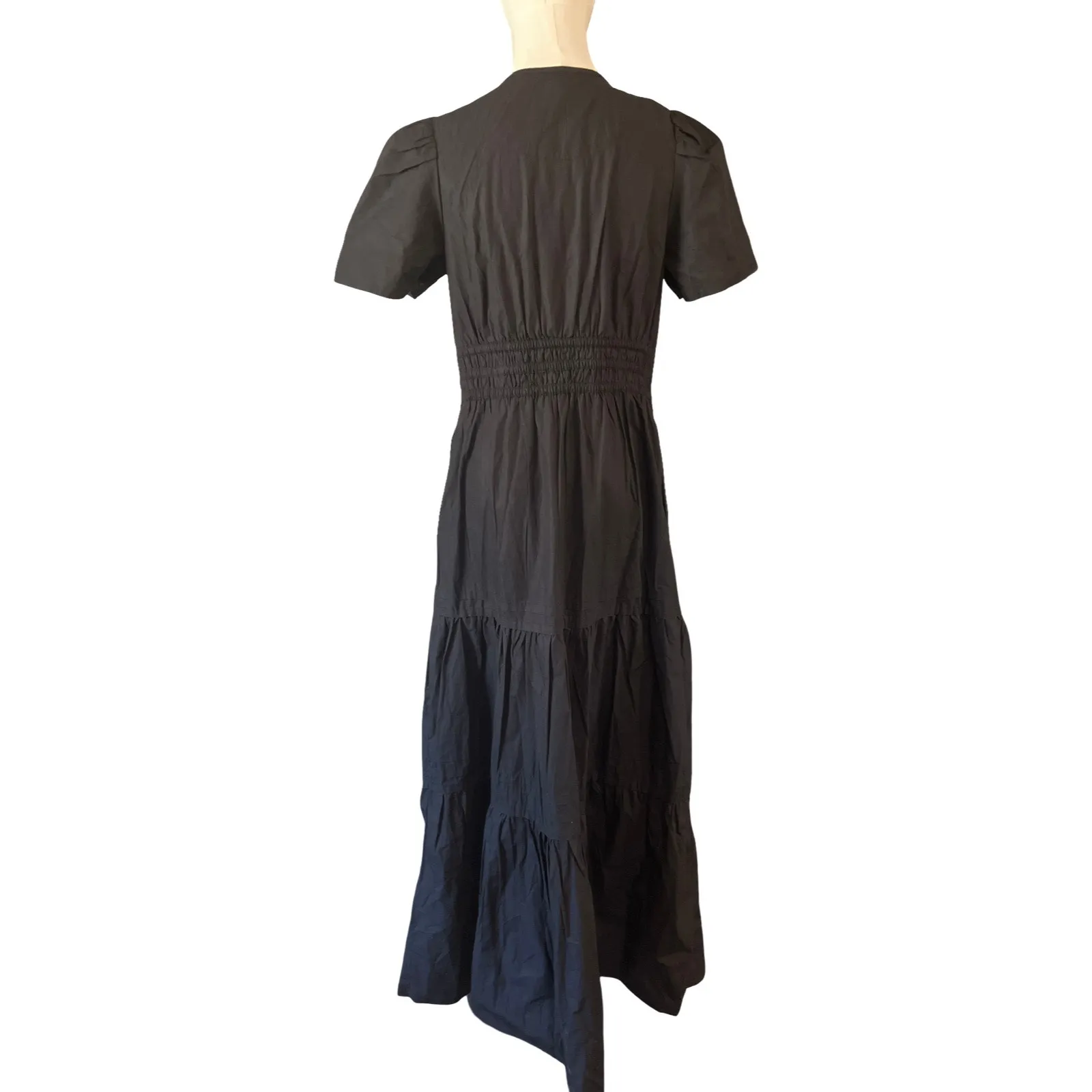 Quince Organic Cotton Tiered Maxi Dress Black Size S NWT - Image 4