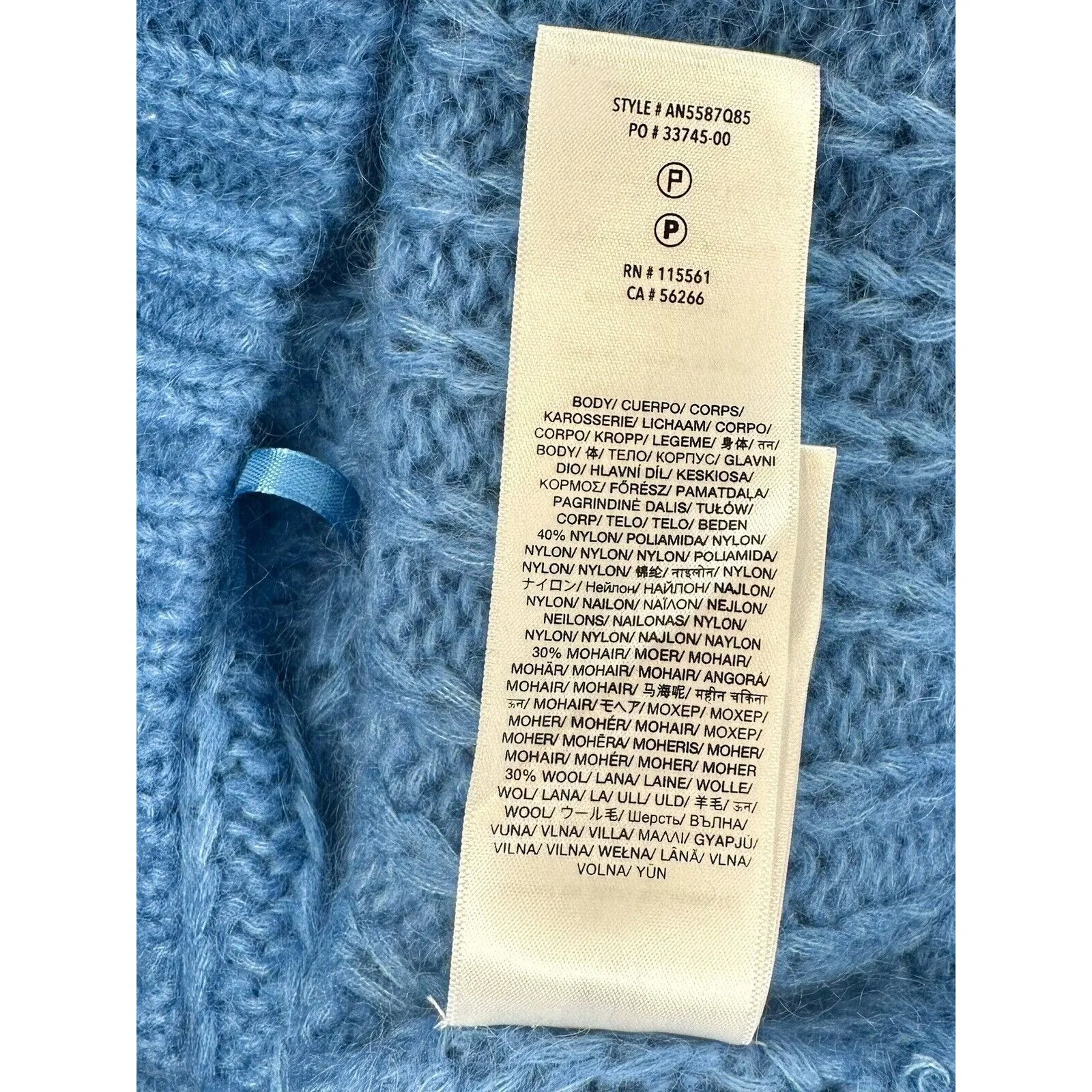 7 For All Mankind Blue Cable Knit Wool/Mohair Blend Sweater Size XS NWT!!! - Image 6