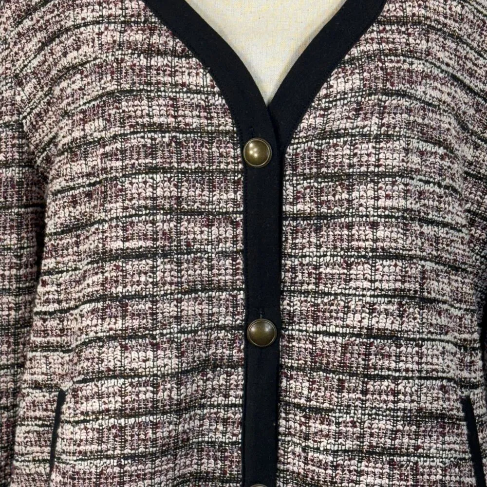 Maurices 2X-Large Blazer Jacket Button-Up V-Neck Long Puff Sleeves Pockets Multi - Image 2