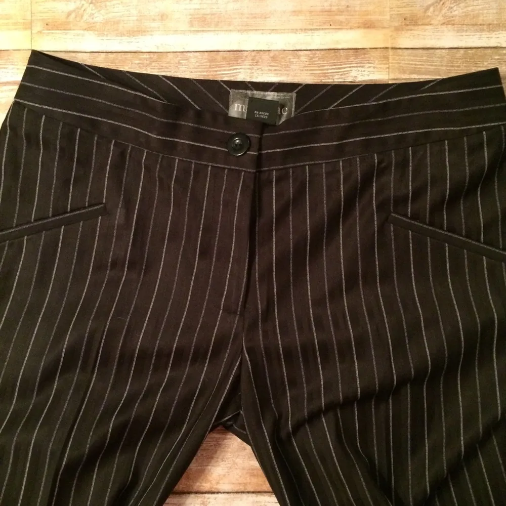 MAC & JAC Dress Pants Wide Leg Black Pinstripe Size 8 - Image 4