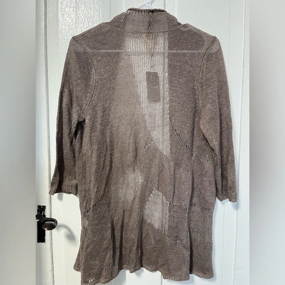NWT Chicos Ella linen blend 3/4 sleeve open front cardigan size medium - Image 3