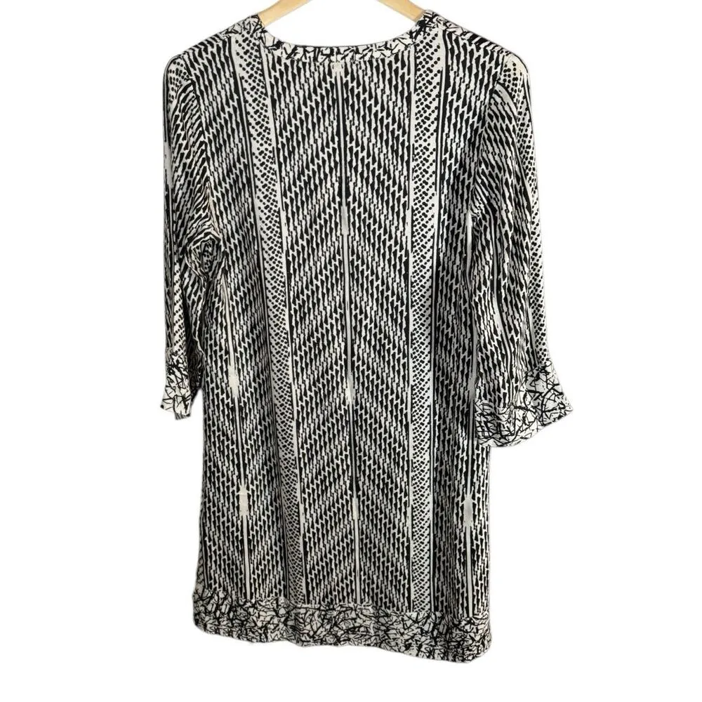 Soft Surroundings Raven Shift Dress Medium Midi  Abstract Black Beach‎ Boho - Image 2