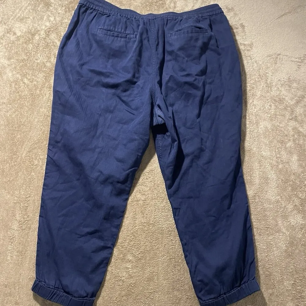 J. Crew Pants Womens Sz 18 Plus Pull On Joggers Navy Blue Stretch Drawstring - Image 3