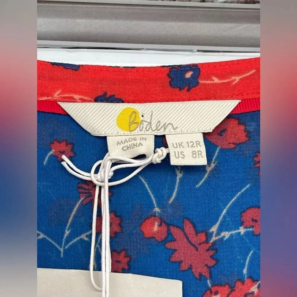 Boden Elise Coral Cyan Meadow Floral Midi Dress 8 Blue - Image 9