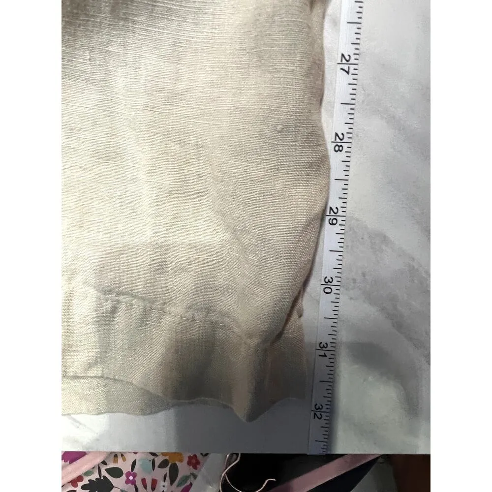 Chicos Pants Womens 1.5 (10) Beige Tan Wide Leg 100% Linen Airy Spring - Image 7