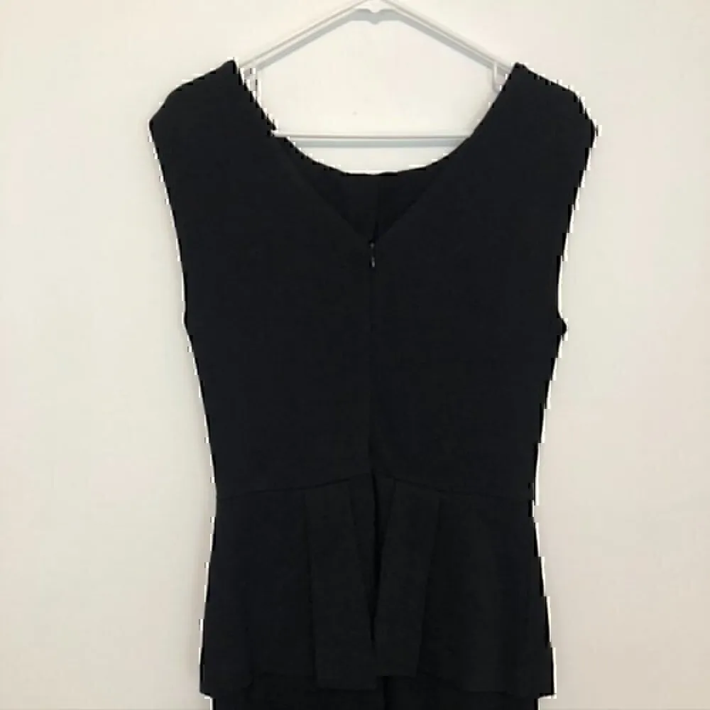 TAYLOR Solid Black Pleated Gathered Sleeveless Ponte Knit Peplum Sheath Dress 6 - Image 10