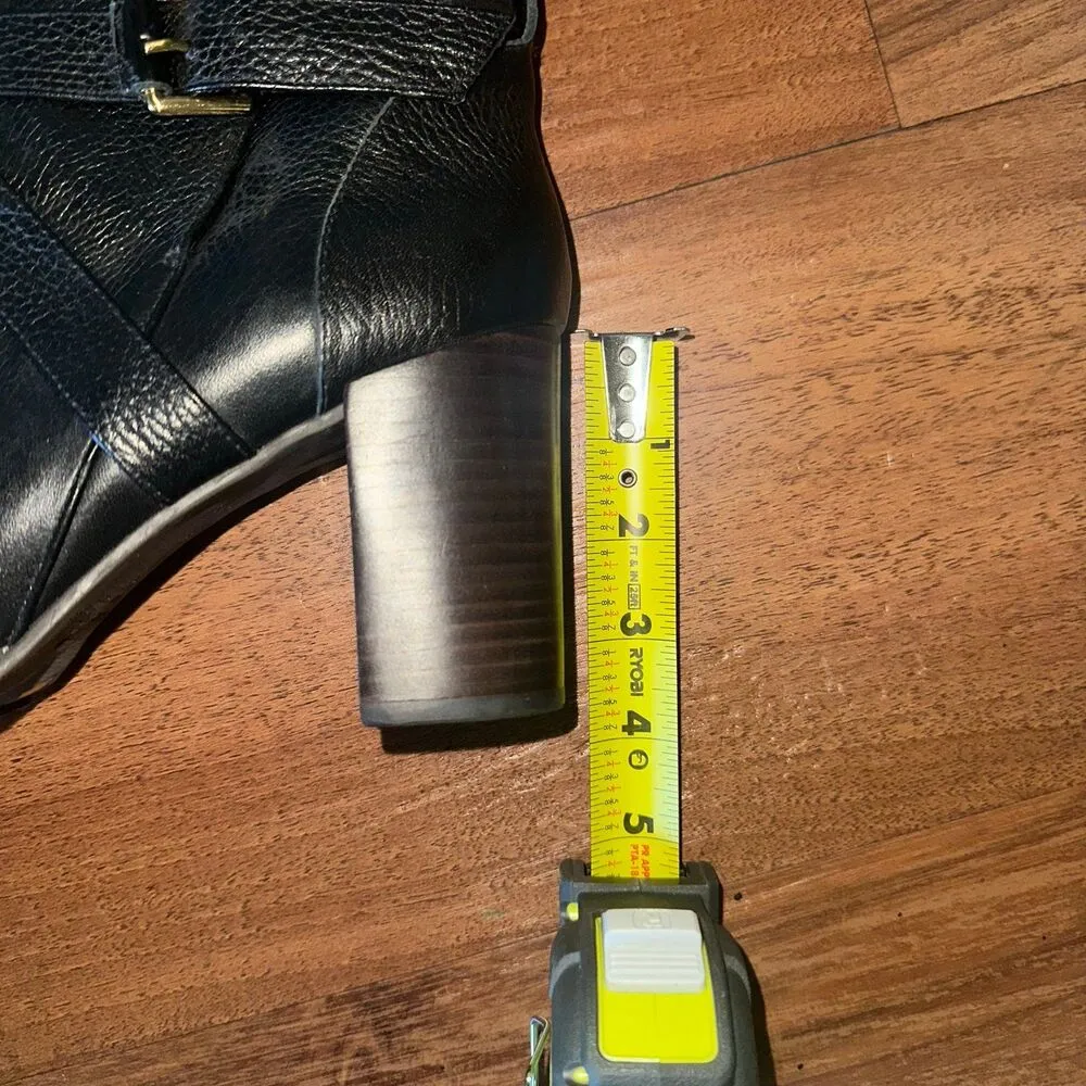 Kate spade Layne black leather buckle stacked heel  booties 8.5 - Image 7