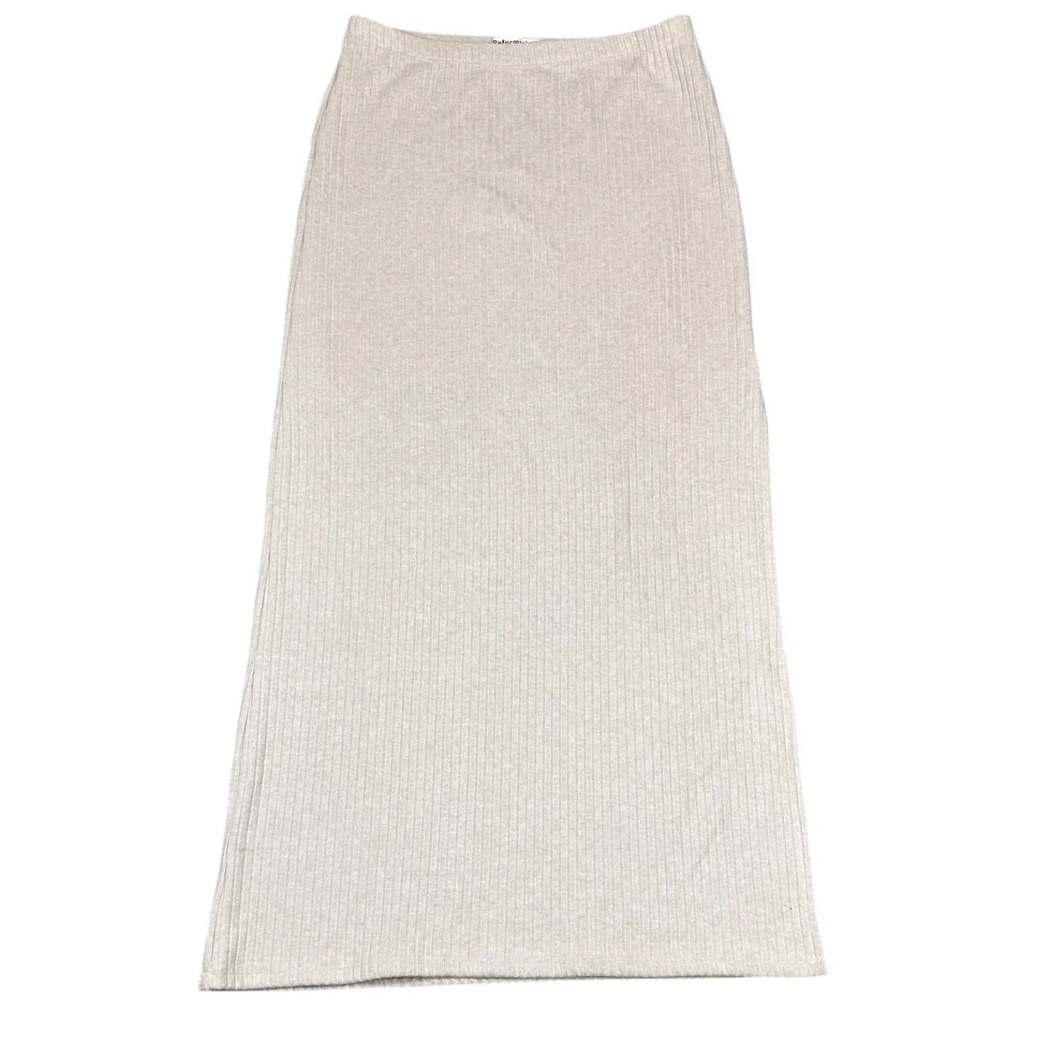 Reformation Ribbed Knit Maxi Skirt Beige Medium - Image 2