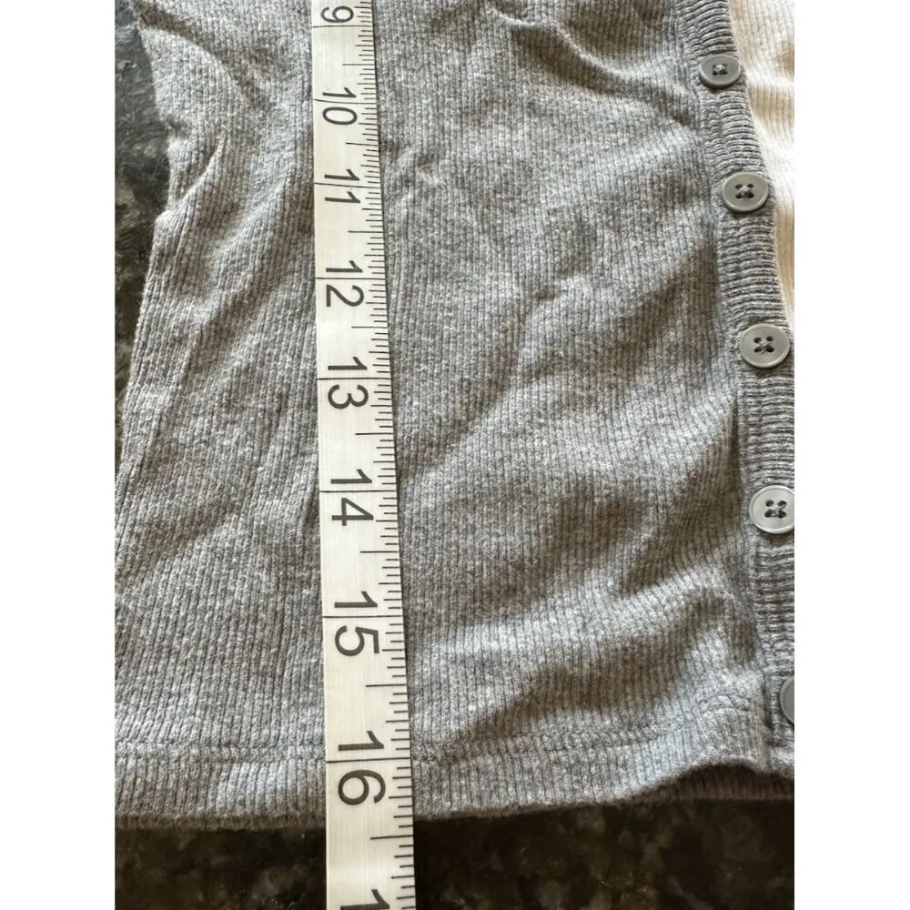 Hollister Y2k Button Up Crop Top Long Sleeve Stretch Sz S Two Tone Grey White - Image 6