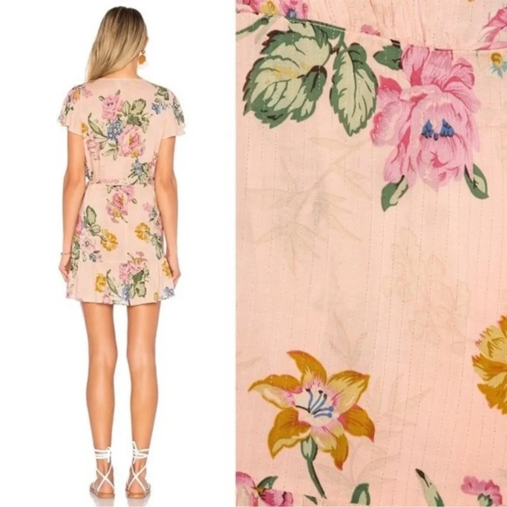 Auguste The Label Pink and Green Ruffled Wrap Sundress Size 4 - Image 3