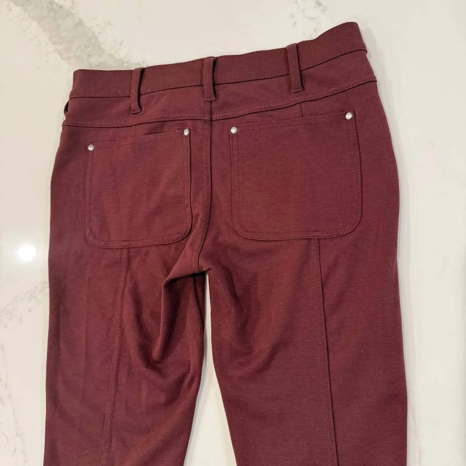 Free People Knit Skinny Moto Jeggings Women's 27 Burgundy/Maroon Stretch Punk - Image 8