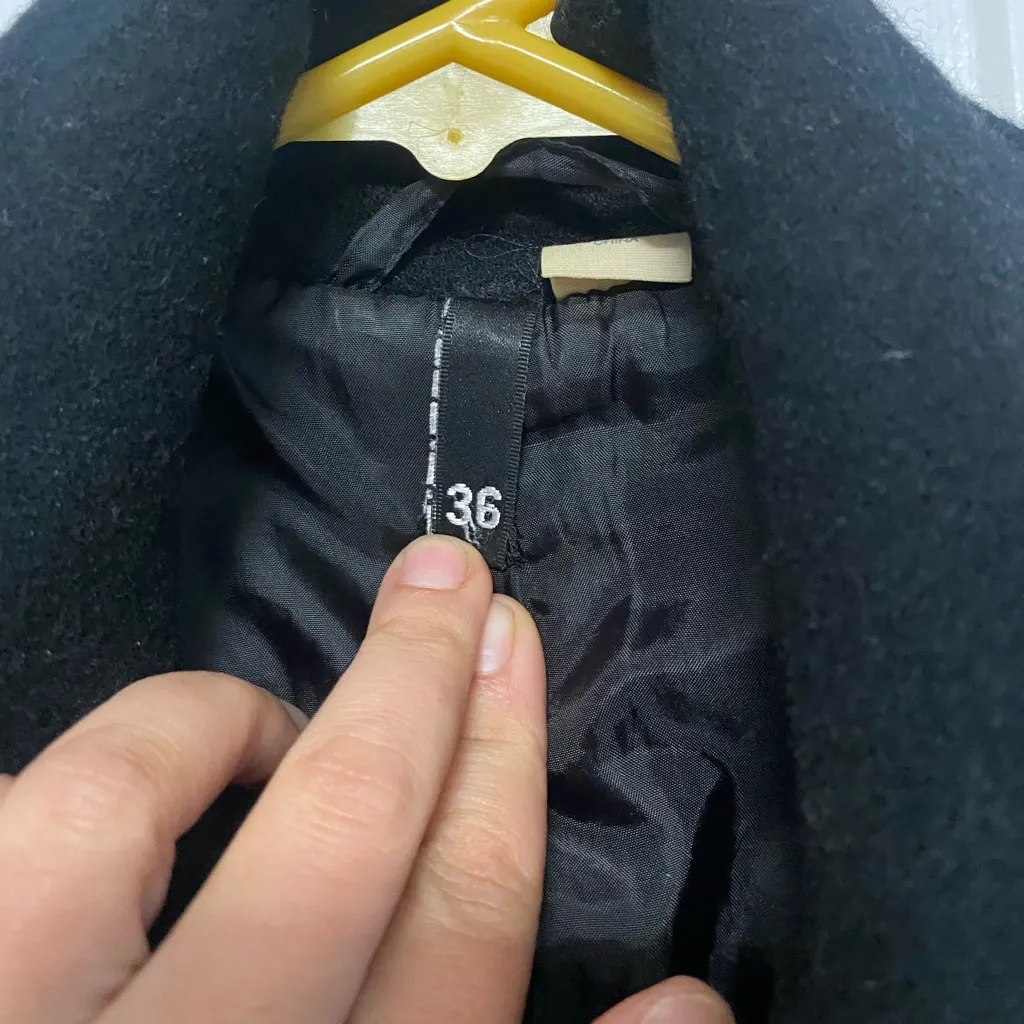 H&M Double Breasted Coat Jacket in Black Wool - Image 3