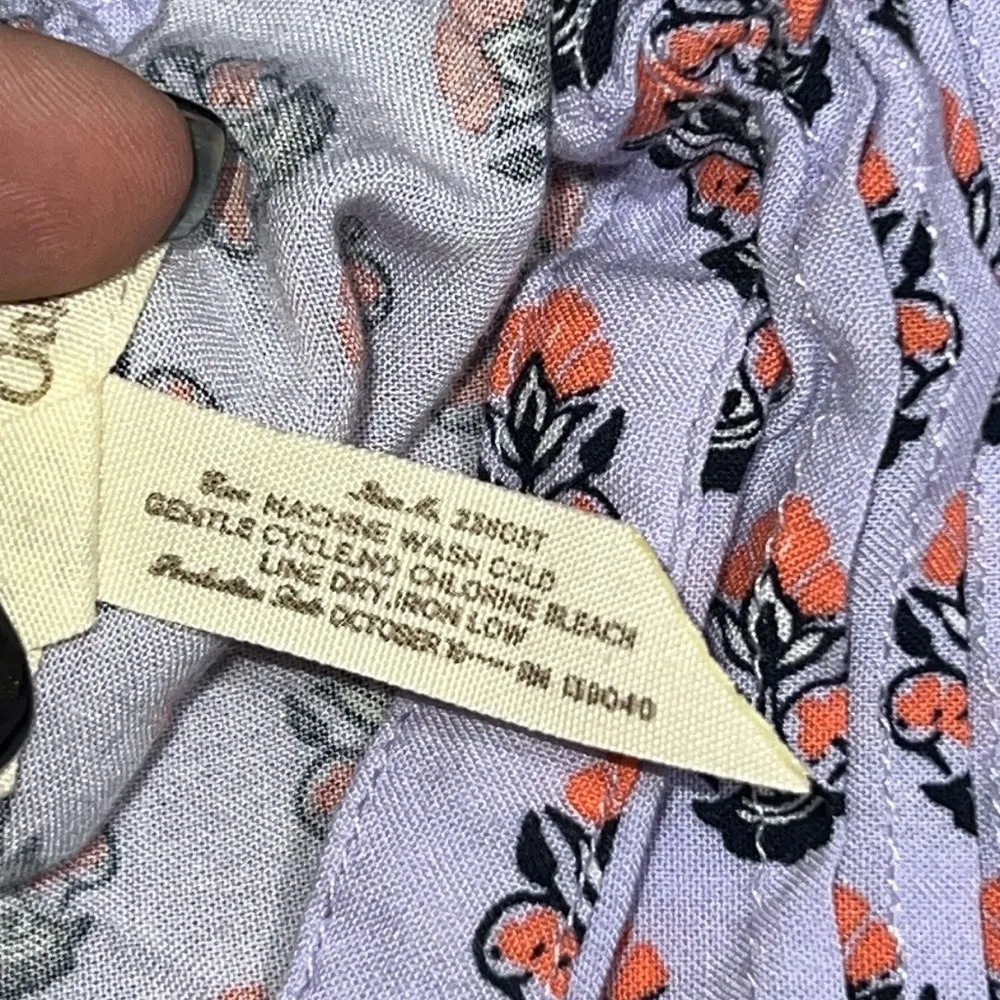 Matilda Jane sz medium pleated v-neck purple orange topiary blouse 3/4 sleeves - Image 7