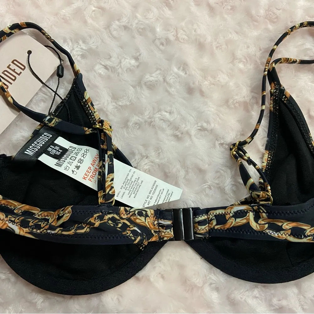 Misguided Chain Print Underwire Bikini Top Size 4 NWT top only - Image 3