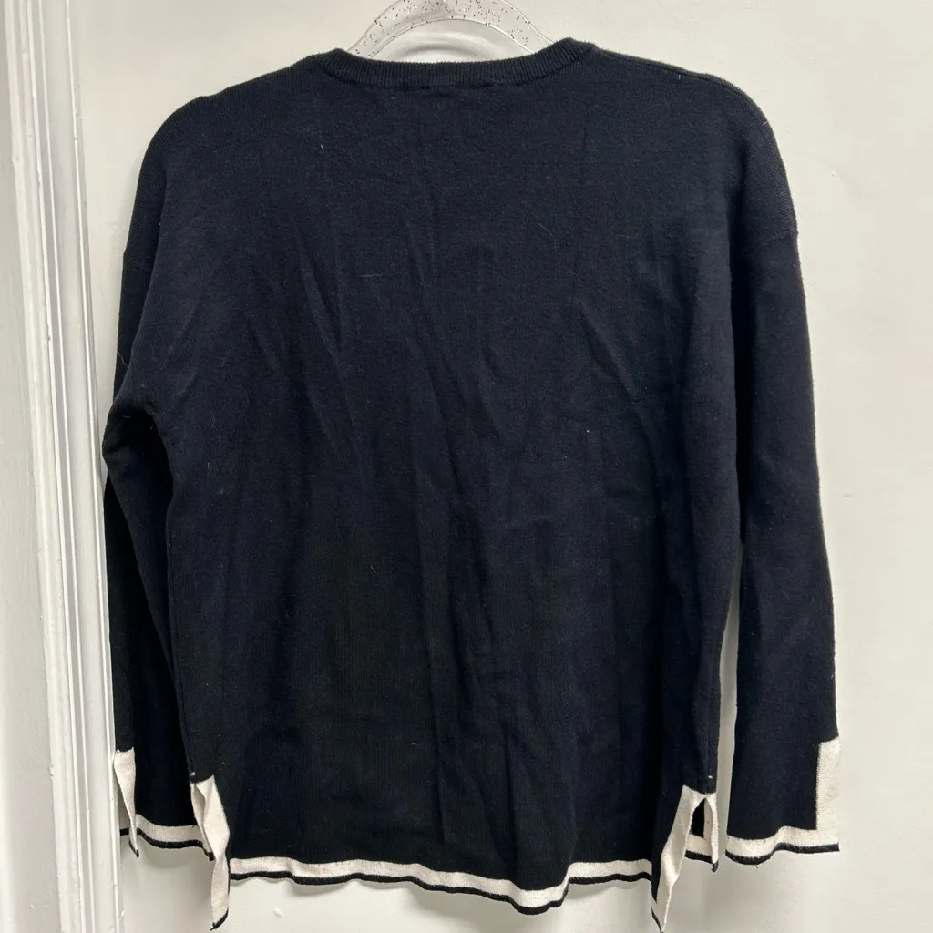 Black Crew Neck Sweater with White Trim - Image 4
