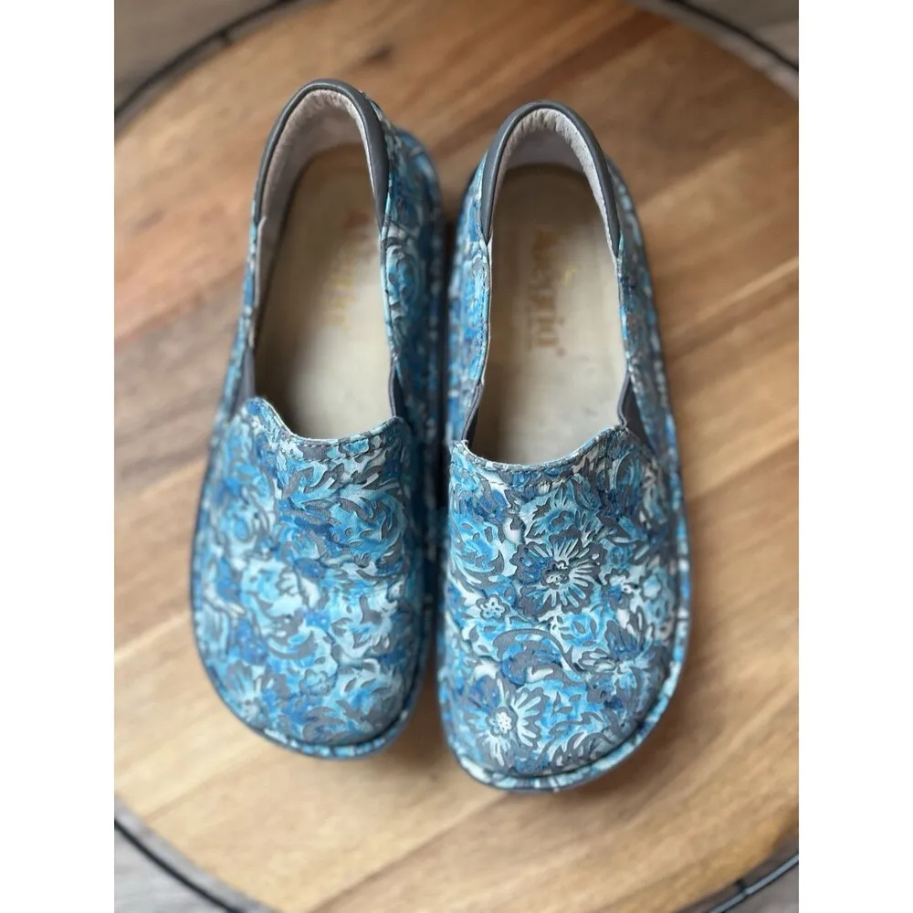 Alegria Clogs Debra Rose’s BLUE  Womens Sz 36 Slip On wedge Shoes - Image 15