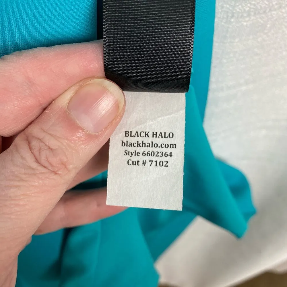 Black Halo Teal Nora V Neck Sleeveless Faux Wrap Sheath Dress Sz.6 NWT - Image 13