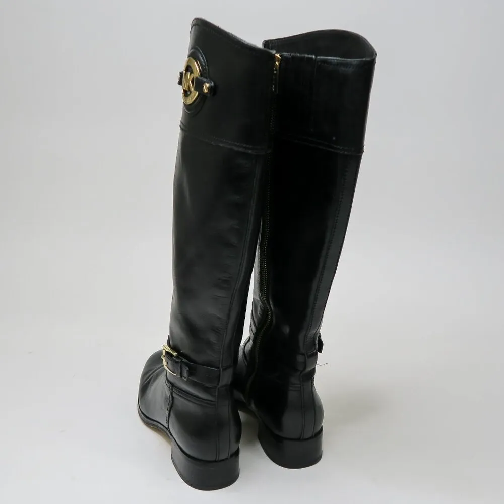 Michael Kors Black Leather Stockard Riding Boots - Image 4