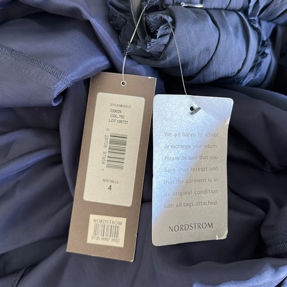 NWT Monique Lhuillier Bridesmaid Navy Strapless Chiffon Gown Dress Sz 4 - Image 6