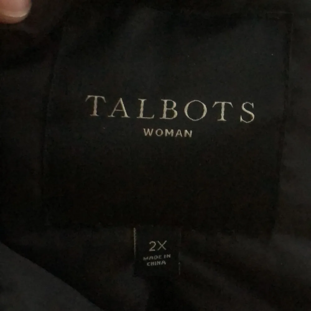 Talbots Woman Black/White Nordic Sweater Vest with Fur Trim Black White 2X - Image 7