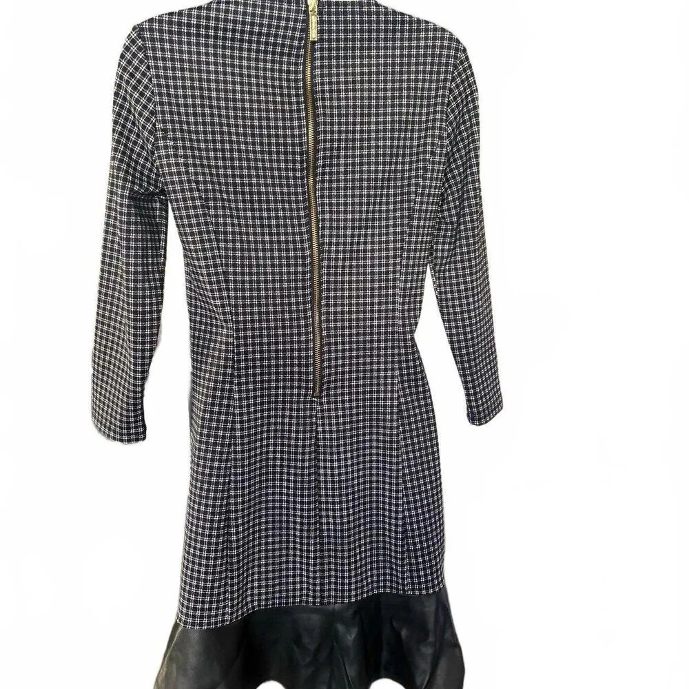 Michael Kors Black and White Dress with Faux Leather Bottom Petite Small- NWT! - Image 4