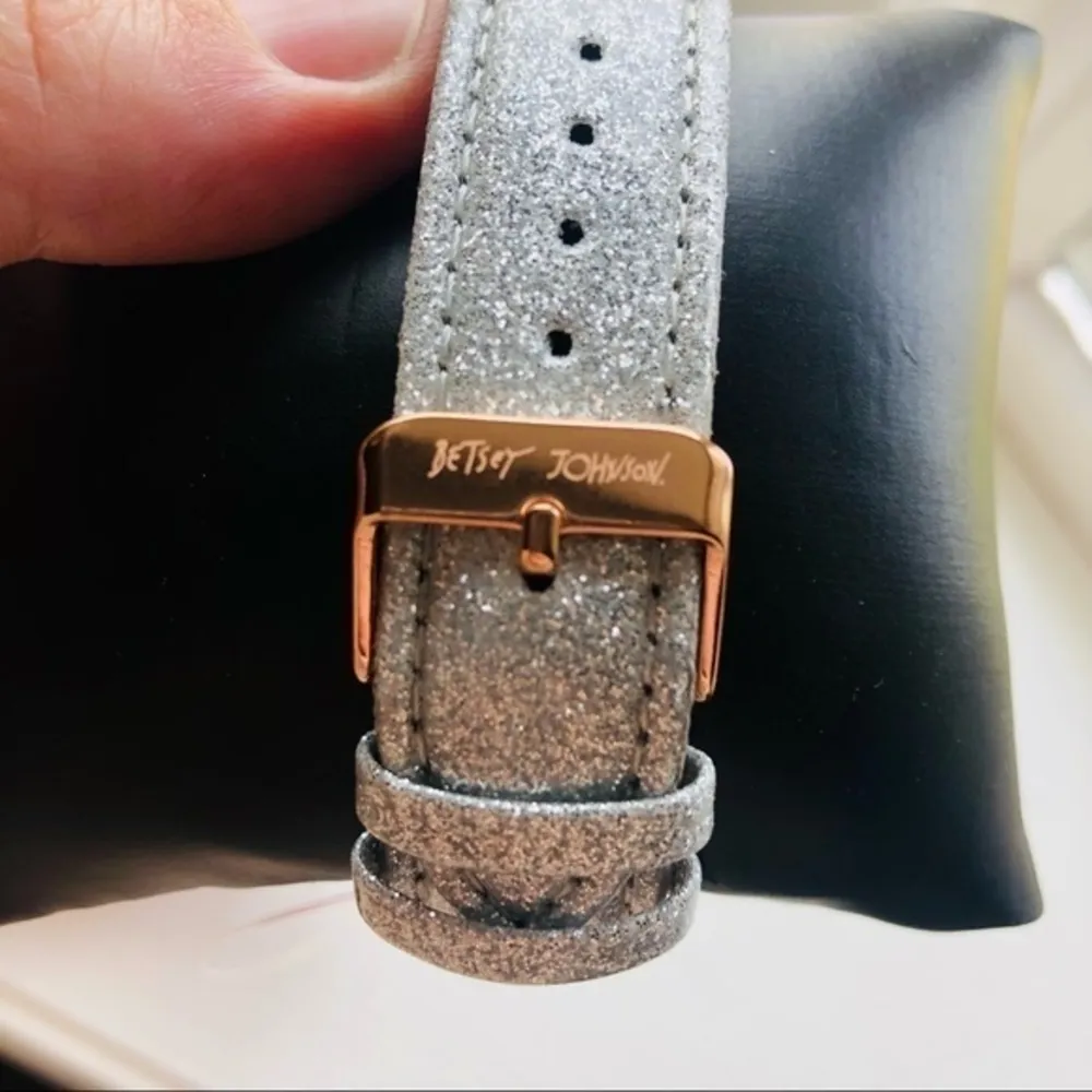 Betsey Johnson Crystal Penguin Watch Rose Gold Glitter Strap NWT - Image 8