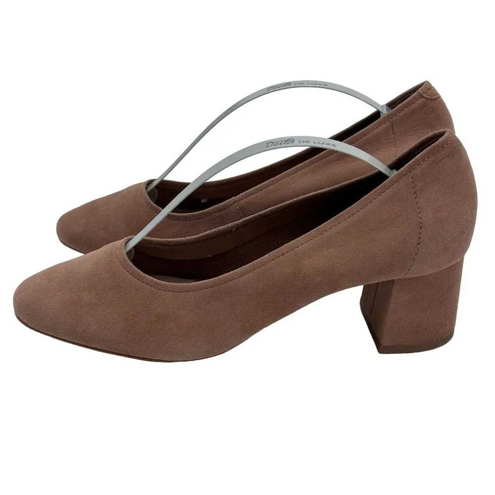 Steve Madden Womens Tour Classic Pump Shoes Camel Suede Block Heels Size‎ 6.5 - Image 3