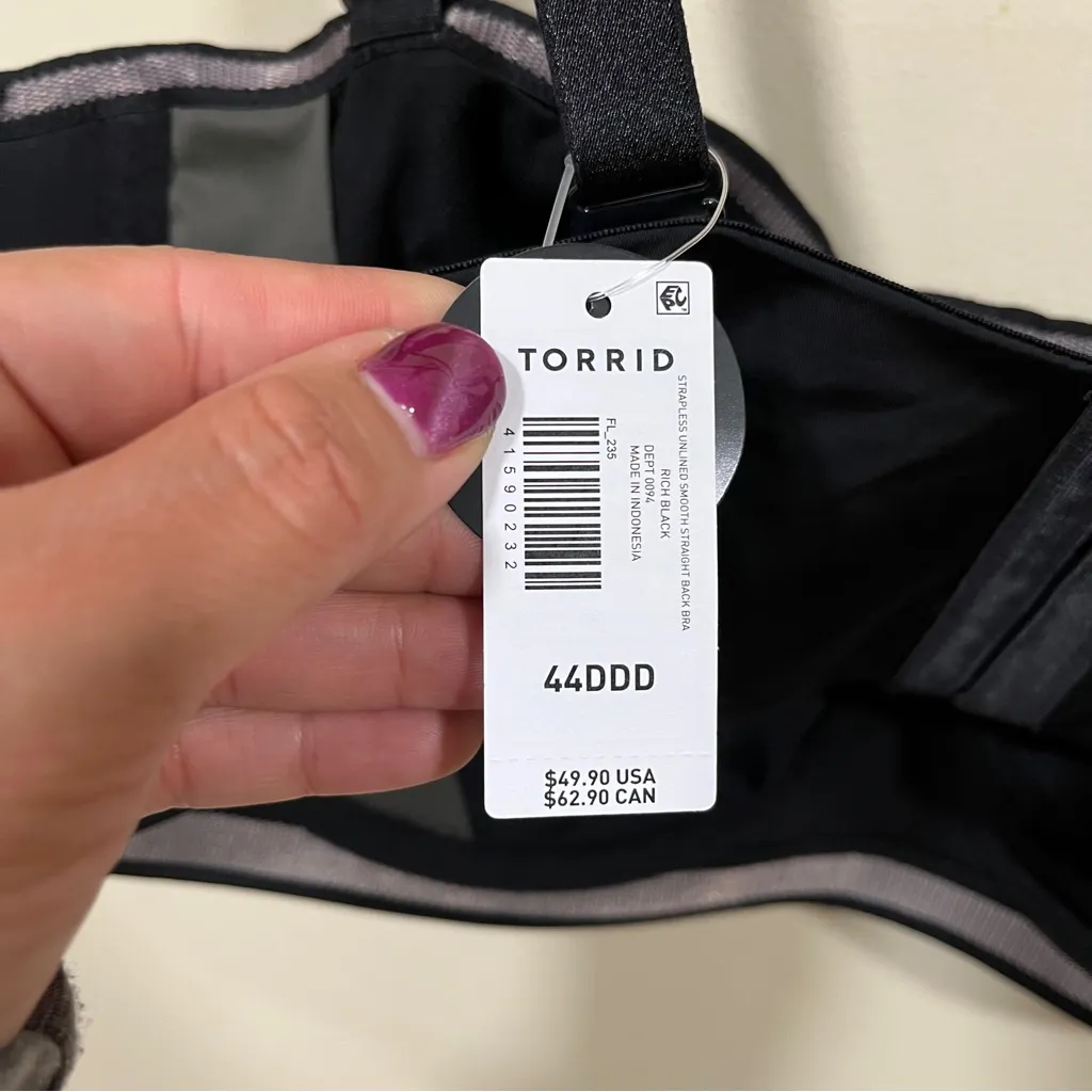NWT Torrid black bra size 44DDD unlined could be strapless - Image 6
