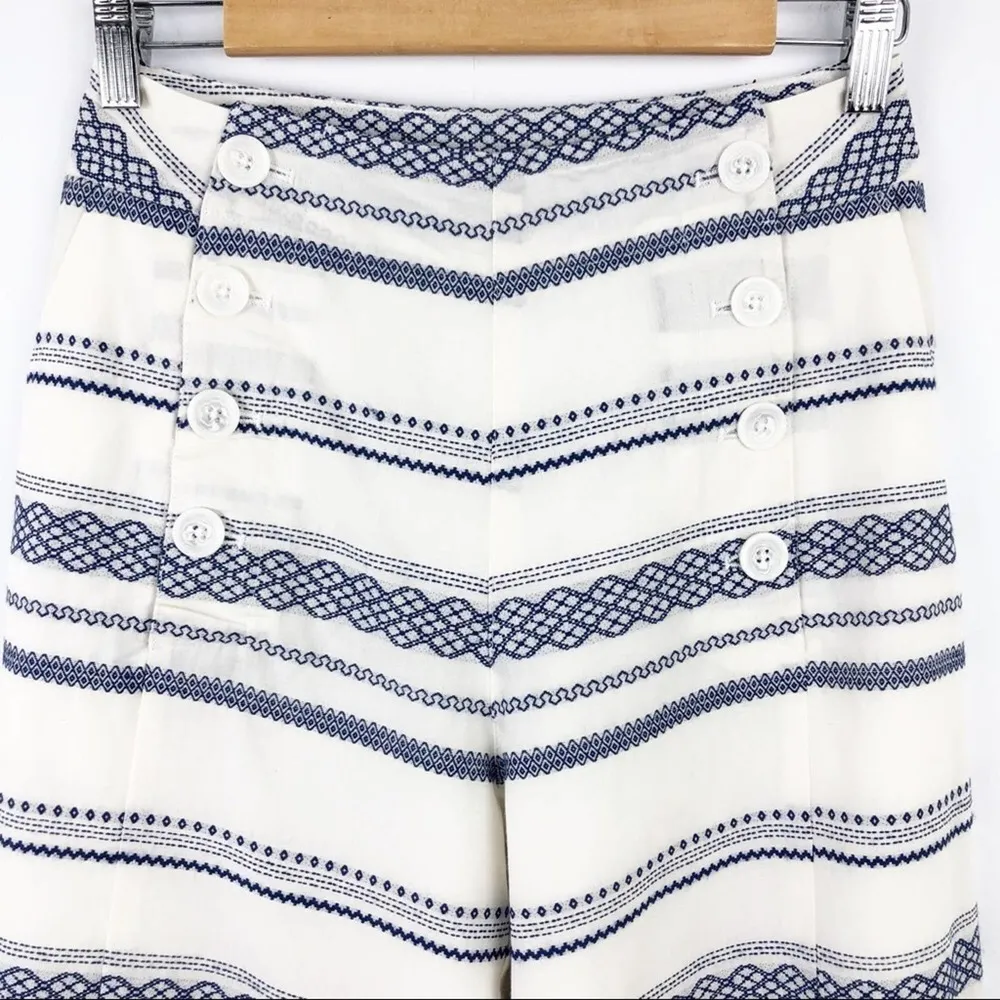 New Revolve Capulet Culotte Wide Leg Stripped Pant in Cream & Blue M - Image 6