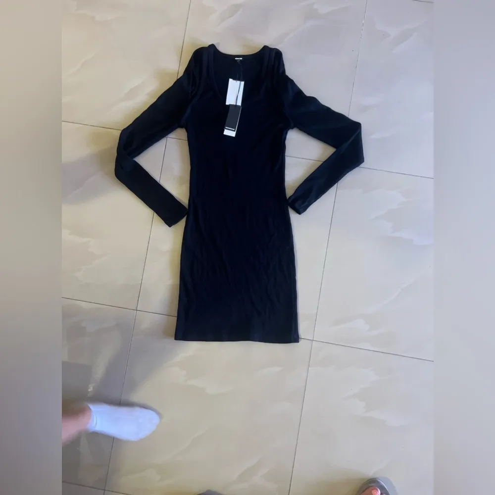 MONROW Women Knit Sheath Stretch Sweater Dress LONG Sleeve Size XS Black - Image 16