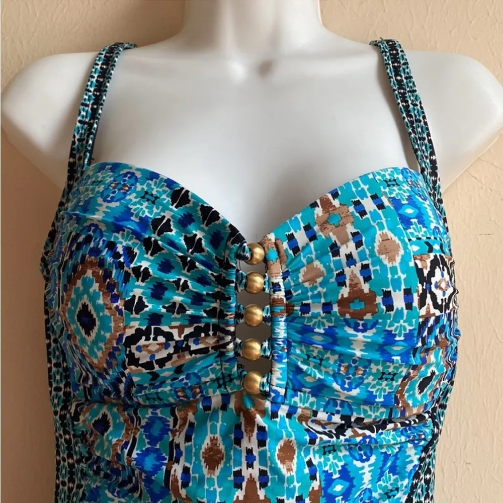 La Blanca One Piece Swimsuit 10 Patchwork Moroccan Tile Pattern - Image 3