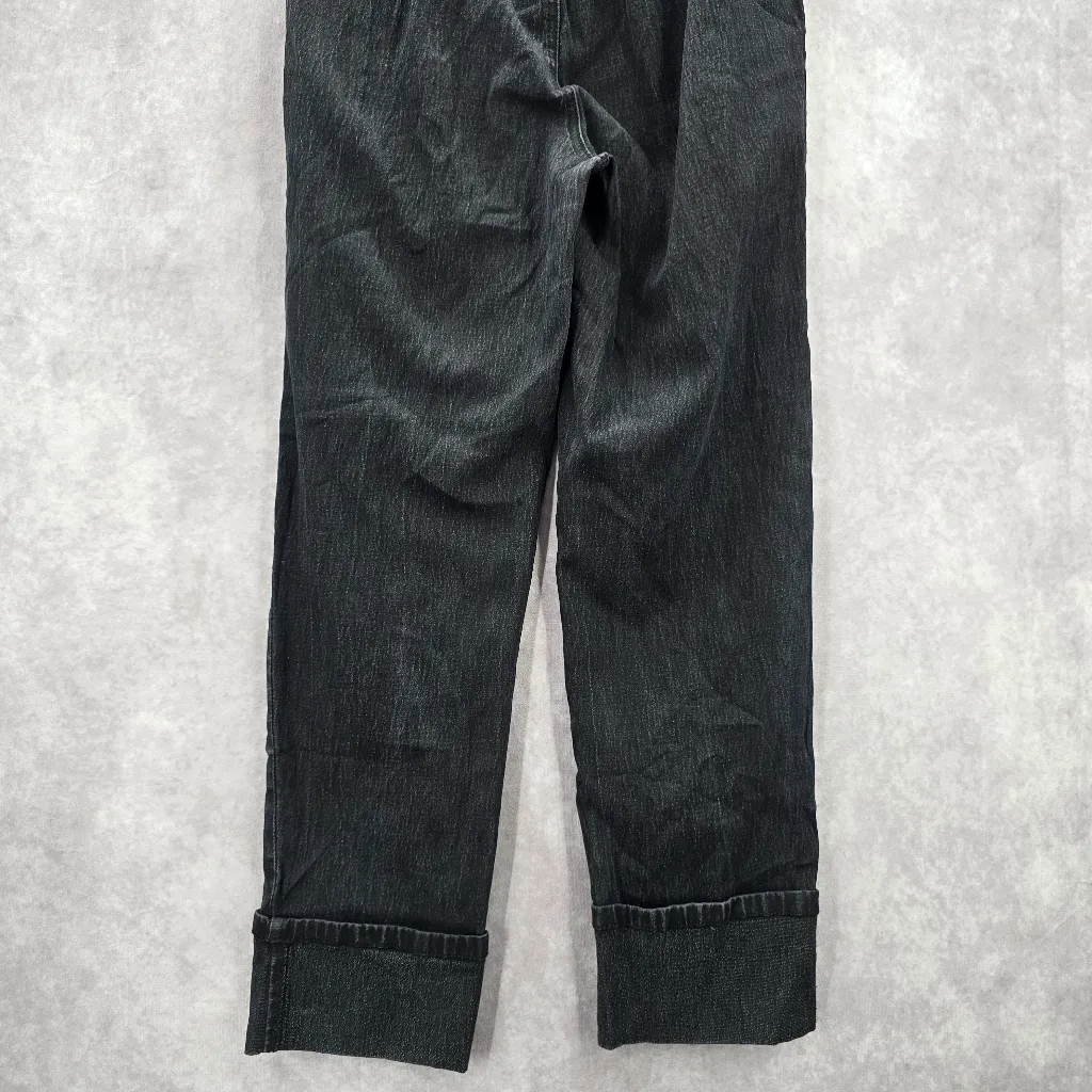 Diane Gilman Black Pull On Straight Classic‎ Elastic Denim Pants Jean M Medium - Image 6