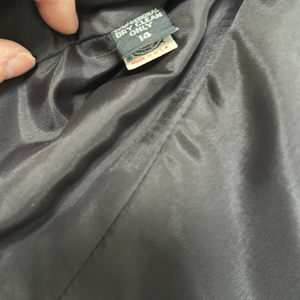 Classic vintage suit silk and wool fabric Tan Size 14 - Image 8