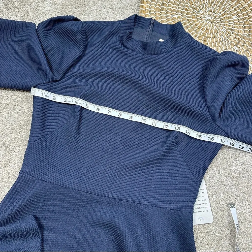 Gal Meets Glam Maggie Dress Textured Knit Fit And Flare Dress Navy Size 6 - Image 16