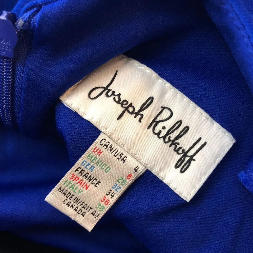 Joseph Ribkoff Sheath Dress Sleeveless Pleated Keyhole Stretch Cobalt Blue 4 - Image 4