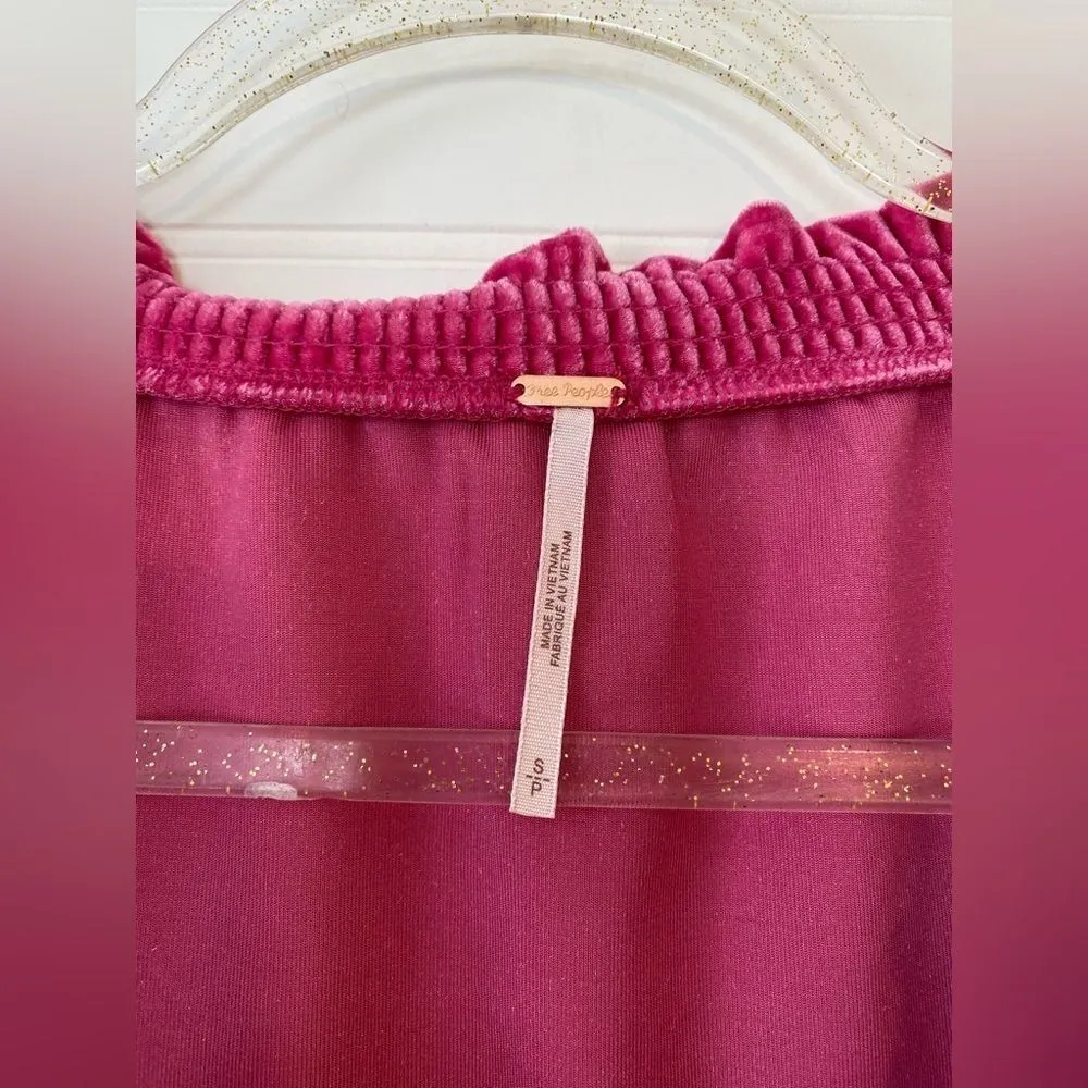 Free People Velvet Barbiecore Pink Puff Sleeve Terese Blouse - Image 3
