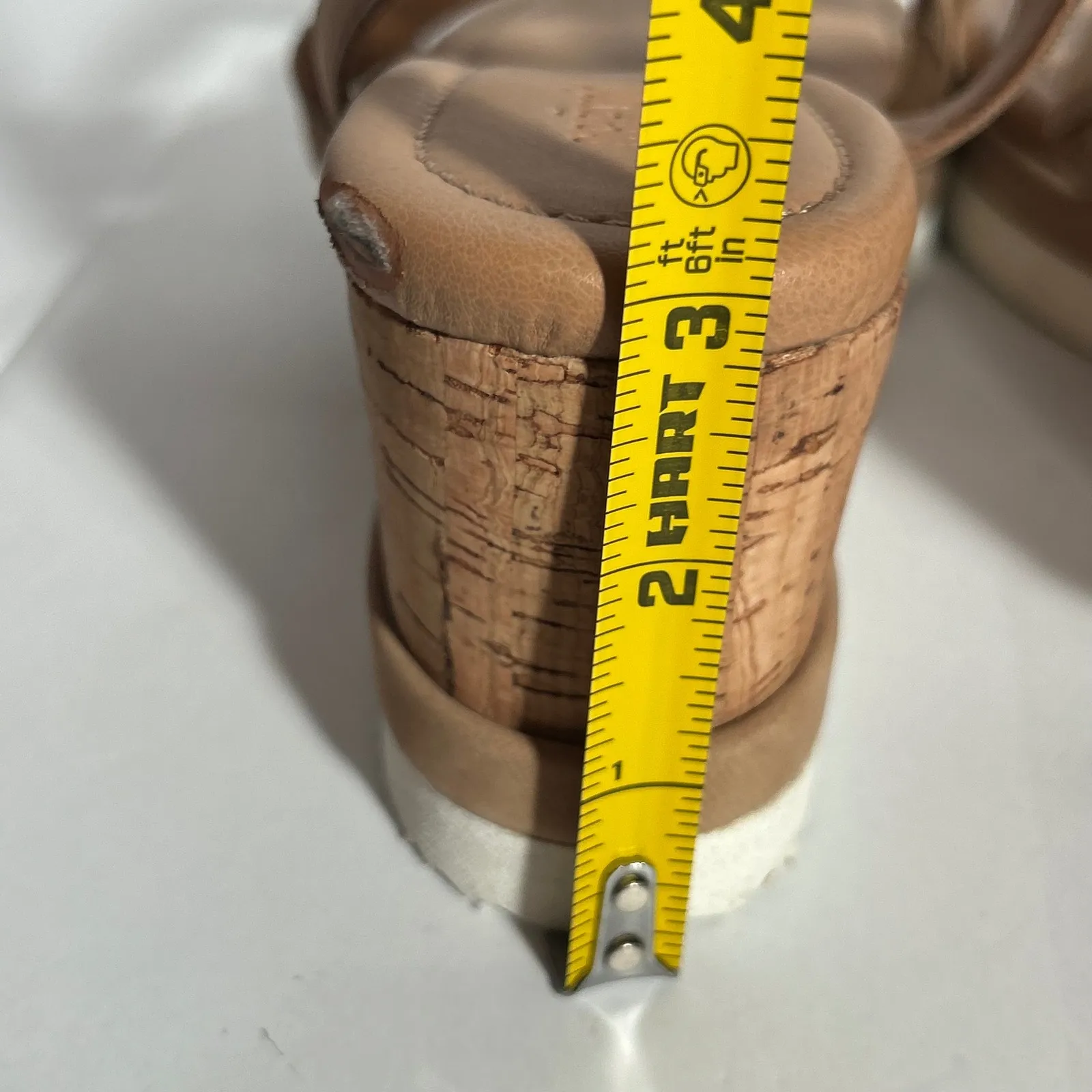 Crevo Claudia Tan Leather Cork Wedge Sandals Women Size 9.5 - Image 4