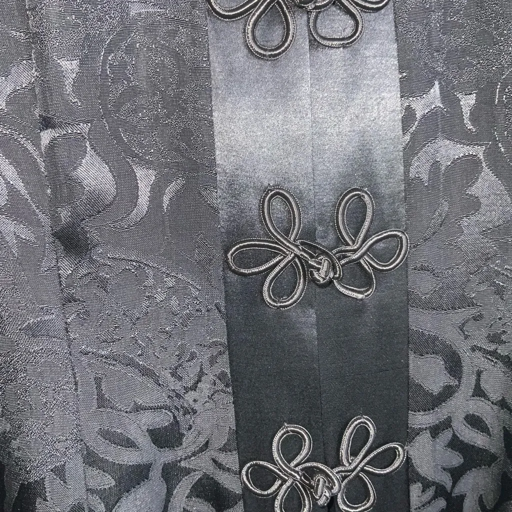 R&M Richards Black Satin Sleeveless Cheongsam & Wide Leg Pants Size 14 - Image 8