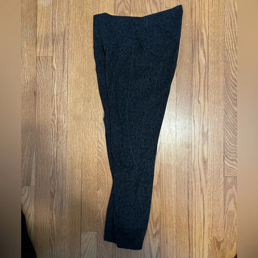 RBX Black Leopard Women’s Leggings with side pockets size Medium - Image 3