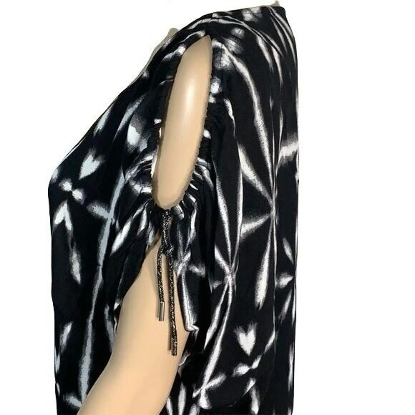 Juicy Couture Womens Blouse Top Shirt Cold Shoulder Black White Y2K Small - Image 3